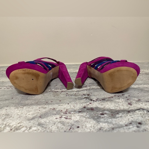 Steve Madden - Colourful, Cutout Strap, Platform Heels Size 8 - Picture 2 of 7